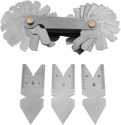 Schroefdraad Meetset - Center Meter Gauge - Precisie Meten - Roestvrij Staal - 24 & 28 Bladen - Zilverkleurig