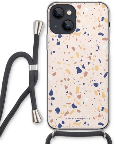 Case Company® - Hoesje met koord geschikt voor iPhone 13 hoesje met Koord - Terrazzo N°23 - Telefoonhoesje met Zwart Koord - Bescherming aan alle Kanten en Over de Schermrand