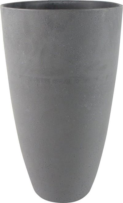 Hoge bloempot/plantenpot gerecycled kunststof/steenpoeder - donkergrijs - dia 29 cm en hoogte 50 cm - Binnen en buiten
