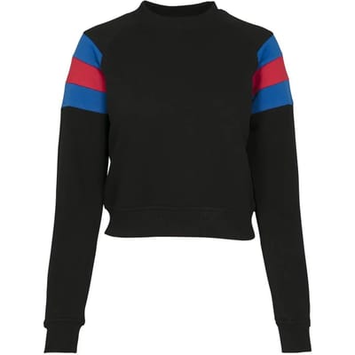 Urban Classics - Sleeve Stripe Crew Sweater/trui - L - Zwart/Blauw