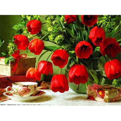 Diamant schilderij bloem diamant borduurwerk foto diamant kruissteek Home Decor cadeau 20X30CM red