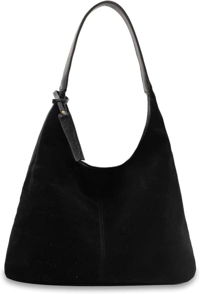 Dames Suède Schoudertas - Retro Casual Tote Bag voor Winkelen, Werk en Reizen - Zwart