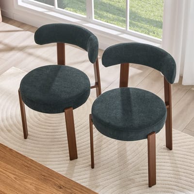 HAUSS SPOLE Eetkamerstoel - Set Van 2 - Comfortabel Met Gebogen Rugleuning En Zachte Zitting - Voor Keuken En Eetkamer - Linnen Zwart