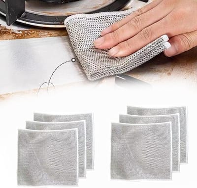 Afwasdoeken - 6 Stuks - Herbruikbare - Vaatdoeken - Zilverdraaddoeken - Schoonmaak Doeken - Multifunctionele - Ideaal Voor Het Reinigen Van Pannen, Fornuizen, Bakplaten, Ovens En Grills - 20x20cm