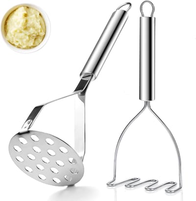 Dailygoods - Set van 2 Roestvrijstalen Aardappelstammers - Duurzaam Keukengerei