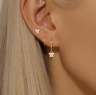 Twinkle Vlinder Oorbellen Set met Zirkonia Stenen - 18k Verguld Dames Oorbellen - 925 Sterling Zilver - Dames Sieraden