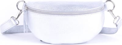 Giuliano Lederen Bumbag/Heuptas Metallic - lichtzilver - made in Italy