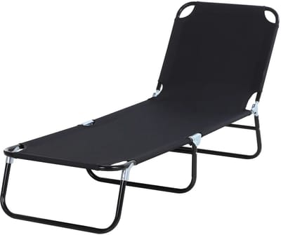 Ligbed - Opvouwbaar - Ligstoel Met 5-Voudig Verstelbare Rugleuning - Campingligstoel Met een Draagvermogen tot 120 kg - Zonnebed - Ligstoel - Snel Drogend - Relaxstoel voor tuin, terras, zwembad en balkon - Zwart