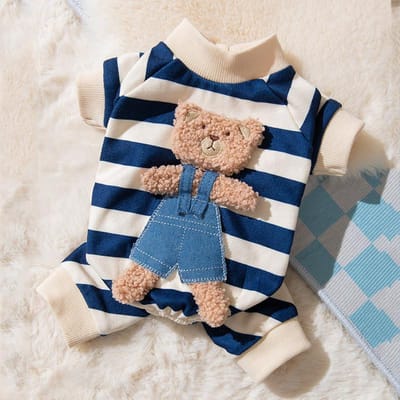 Nouveau chien tridimensionnel mignon ours rayé à quatre pattes maison vêtements chat maison animal de compagnie à quatre pattes climatisation vêtements XXL
