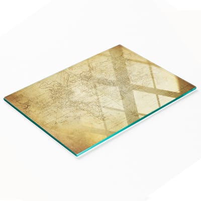 Keukenplank van gehard glas met afbeelding van een wereldkaart, 80x52 cm