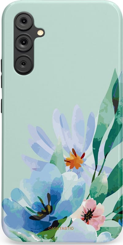Casetastic hoesje geschikt voor Samsung Galaxy A34 (2023) 5G - Dubbellaagse bescherming - Lente schildering - Fashion Case - Lichtgrijs Lichtblauw Mintgroen