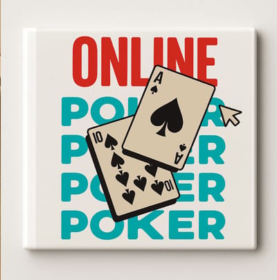 Online Poker Decoratieve Tegel 15x15 cm – Speelkaarten Ontwerp voor Pokerliefhebbers – Gaming Kamer & Mancave Wanddecoratie