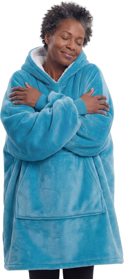 JAXY - Hoodie Deken - Snuggle Hoodie - Fleece Deken Met Mouwen - Snuggle - Cuddle Hoodie - 1450 Gram - Lake Blue