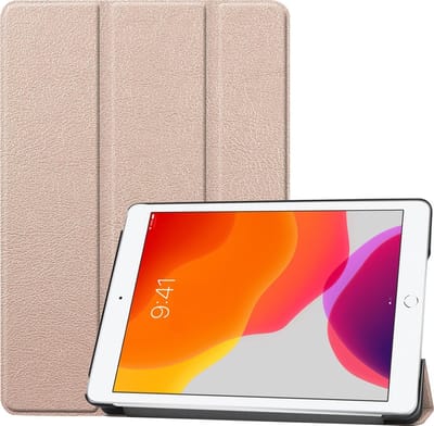 Hoesje - Geschikt voor Apple iPad 7 (2019) - 10.2 inch - 7e Generatie - Dun & Stevig - Hardcover Book Case - Trifold Bookcase Hoes - Hard Cover - Tablethoes - Goud