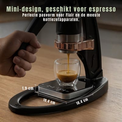 AHD® Precisie Weegschaal - Koffie Weegschaal - Keuken Weegschaal - Koffie Weegschaal met Timer - Zwart en Zilver - 11cm x 11cm x 2cm