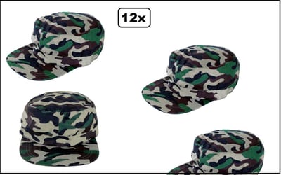 12x Damespet camouflage - pet leger militair army landen carnaval thema feest festival evenement