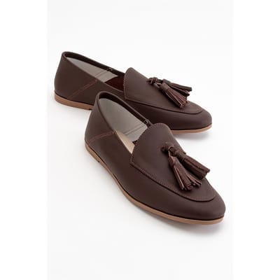 Mona Zacht Leren Kwast Loafer Dames