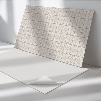 Wallfluent Vinyl Wandpaneel - Geometrisch patroon met cirkels Zelfklevend Muurpaneel - 120 cm x 60 cm - Beige Vinyl Wandpaneel - 1 stuk - Rechthoekig Wandbekleding Vinyl - Patroon Wandpaneel - Vinyl Wandbekleding - Wandpaneel Keuken en Badkamer