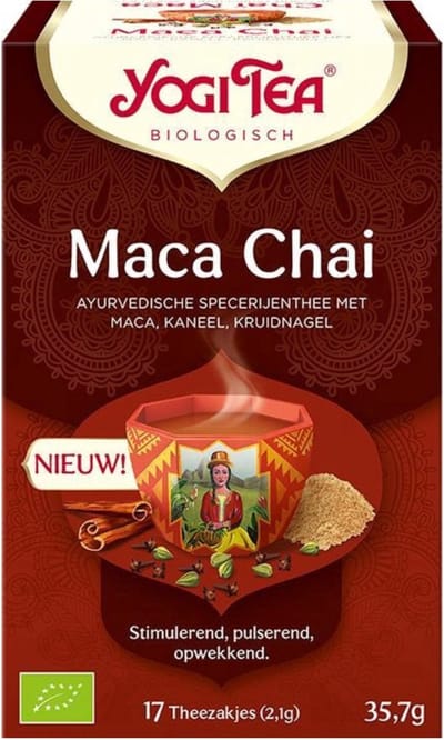Yogi Tea Maca Chai Bio - Biologische Kruidenthee met Maca, Kaneel en Gember voor Een Kruidige en Energiegevende Thee-ervaring