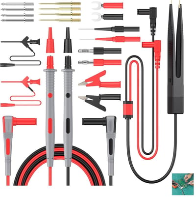 Elektronische multimeter testkabel - Multi-testkabelset 21 in 1 - Met testkrokodillenklemmen Veersondegrijper - Bananenstekker voor spanning - Voltmeter voor spanningscircuittester