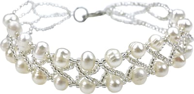 Zoetwaterparel armband Elisabeth II - echte parels - sterling zilver (925) - wit - zilver - luxe sieraden zakje - parel armband dames