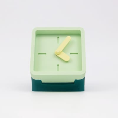 KLOQ - Bureauklokje Petrol Groen & Mint - Staande klok - 3D geprint in Nederland - 100% bioplastic
