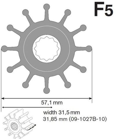 Johnson Pump F5 Nitril Pompwaaier Zilver