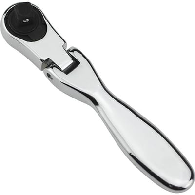 Mini clé à cliquet de 14 pouces, clé à cliquet réversible à 72 dents en acier au chrome vanadium avec douille argenté