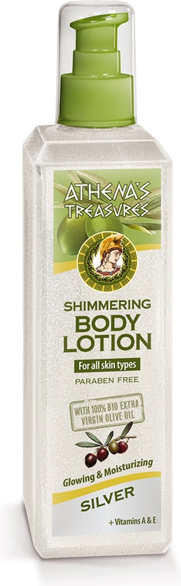 Athena’s Treasures Silver Shimmering Body Lotion – Luxe After Sun & Daily Body Lotion met Zilveren Glow 250ml