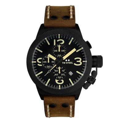 TW Steel TWCS107 Canteen Steel Chrono Bruin leer 45mm