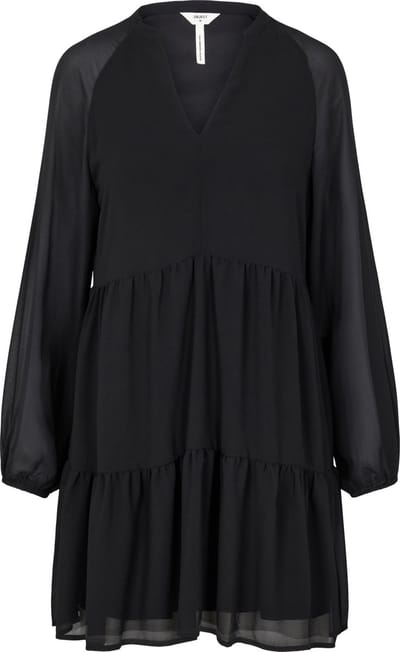 Object Objmila Gia L/s Dress Jurken Dames - Kleedje - Rok - Jurk - Zwart - Maat 36