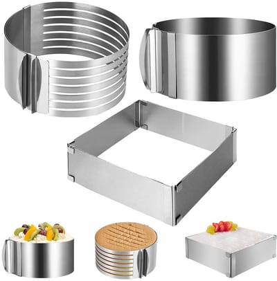 Dailygoods- Taartvormset 3-delig - Verstelbare Taartringen - Bakframe - Taart Snijhulp - Roestvrij Staal - Voor Gelaagde Taarten - Bakring