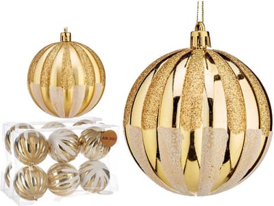 Krist+ gedecoreerde kerstballen - 12x stuks - goud - kunststof - 8 cm