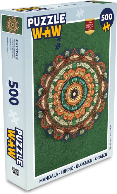 Puzzel Mandala - Hippie - Bloemen - Oranje - Legpuzzel - Puzzel 500 stukjes