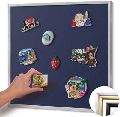 Wallfluent - Marine Magneetbord in Effen Kleuren - 50 cm x 50 cm - Magneetbord met Zilveren Frame - Kleur: donker marineblauw - Magneetbord Multifunctioneel - Magnetisch Bord voor Thuis en Kantoor - Magneetbord Voor Thuiskantoor