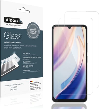 dipos – 2x Pantserfolie geschikt voor Doogee M30 Pro | 9H Screenprotector