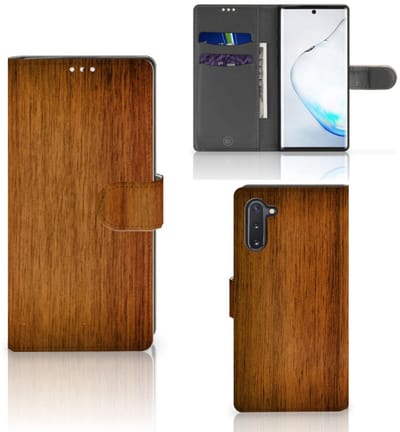 Samsung Galaxy Note 10 Book Style Case Donker Hout