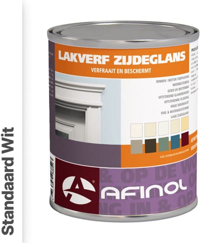 Afinol Zijdeglans Lakverf Standaard Wit (Witste kleur) 750 ml - Houtverf Binnen - Houtverf Buiten - Lak Geschikt voor Hout, Metaal en Kunststof - Metaalverf - Meer dan 9.000 kleuren