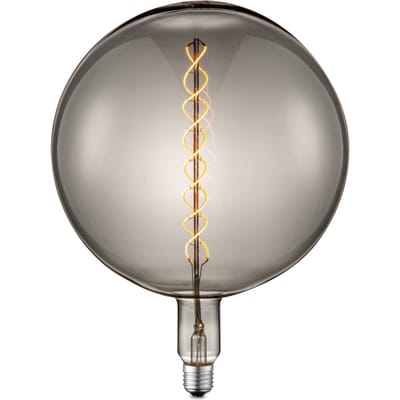Edison Vintage LED filament lichtbron Spiraal - Rook - G260 Global - Retro LED lamp - 26/26/33cm - geschikt voor E27 fitting - Dimbaar - 6W 180lm 1800K - warm wit licht
