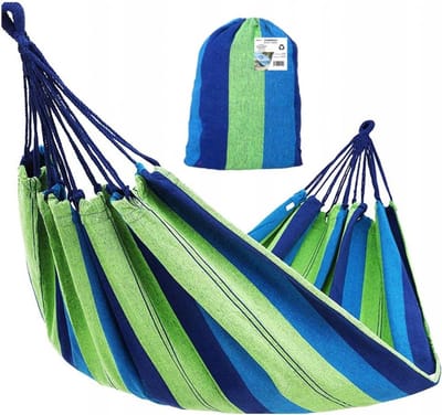 Tweepersoons Hangmat - Strand Hangmat - Buiten Ontspannen - Inclusief Draagtas - 260x150 cm - Blauw Groen