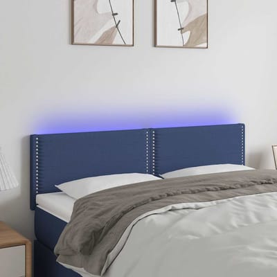 vidaXL - Hoofdbord - LED - 144x5x78/88 - cm - stof - blauw