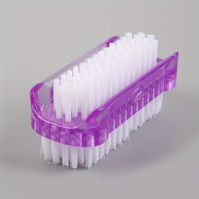 Plastic Nagelstof Poeder Reinigingsborstel Dubbelzijdig Hand Vingernagel Teennagel Scrubborstel Reiniger paars