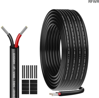 RFWR® 16AWG 2x1,3mm² Elektrische Kabel - 10m 2-aderig Verlengsnoer voor LED-verlichting, Tuinverlichting en Buitentoepassingen