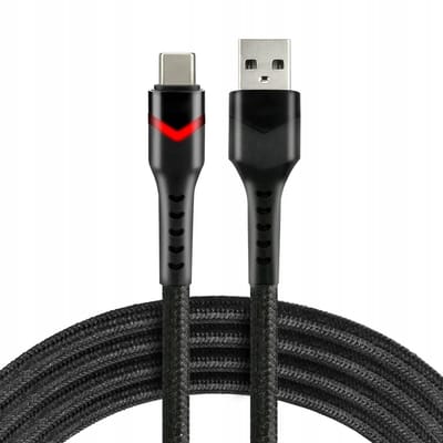 Everactive CBB-2CBR - USB naar USB-C Kabel - 2m - RGB LED - Zwart