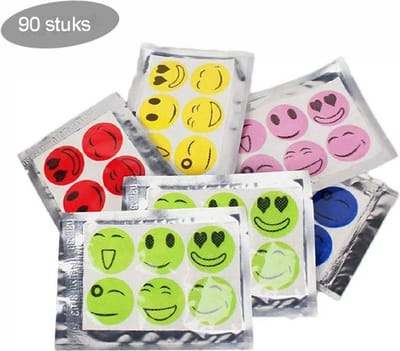 Muggenwerende patches - 90 stuks muggenwerende stickers - anti muggenstickers - diverse kleuren antimuggen stickers - cartoon-anti-muggenpleisters voor buiten, wandelen, kamperen en activiteiten - antimuggen sticker - antimuggen pleisters
