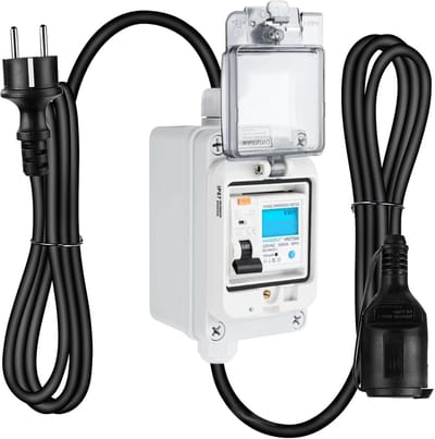 Digitale Stroommeter - Energie Monitor - Camper en EV - IP67 Waterdicht - 10x6x2 cm - Zwart Wit