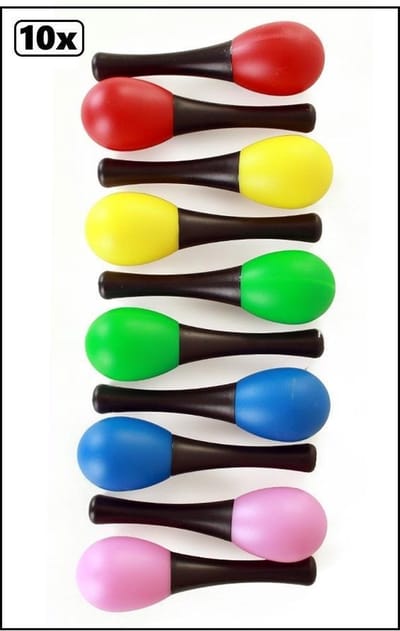 10x Mini sambaballen per paar assortie - muziek instrument samba ballen