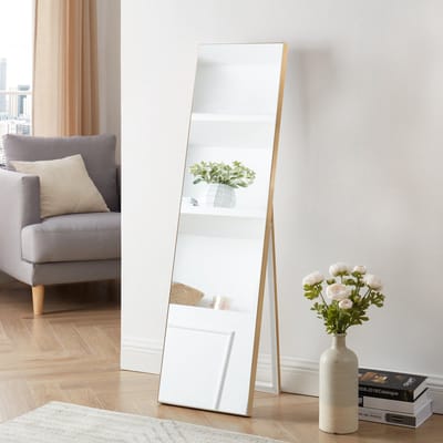 Spiegel vrijstaand Barletta verstelbaar 150,6x35,6 cm goudkleurig