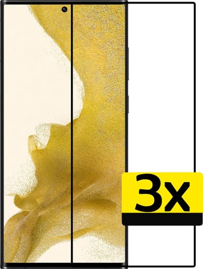 Screenprotector - Geschikt voor Samsung Galaxy S22 Ultra - 3 Stuks - Full Cover - Beschermglas - Gehard Glas - Tempered Glass - Screen Protector