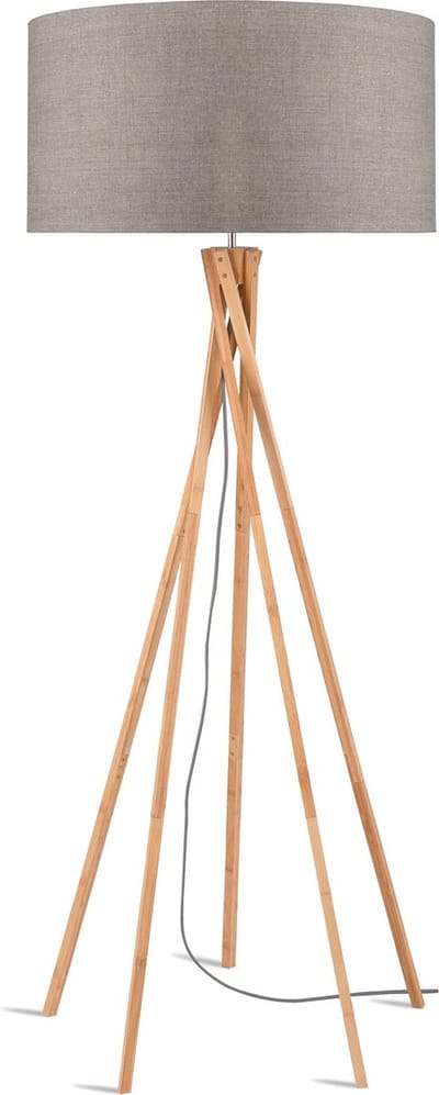 GOOD&MOJO Vloerlamp Kilimanjaro - Taupe/Bamboe - Ø60cm - Scandinavisch,Bohemian - Staande lampen voor Woonkamer - Slaapkamer